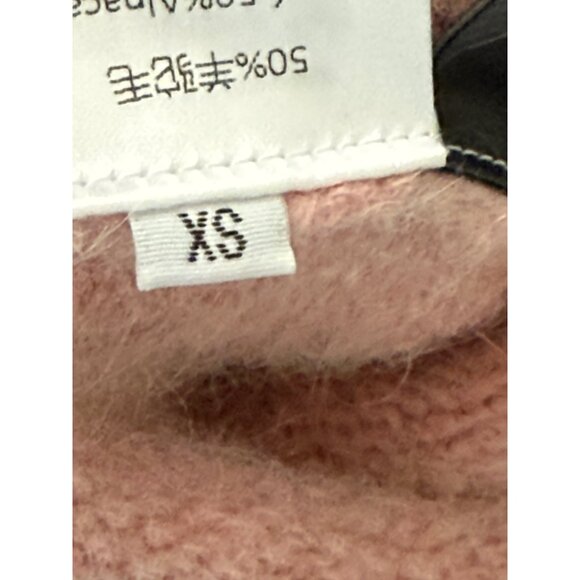 ASM ANNA Pink Fuzzy Alpaca Wool Blend Cropped Button-Up Cardigan Sweater XS - Picture 4 of 7